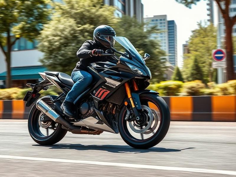 Motocicleta em movimento na cidade